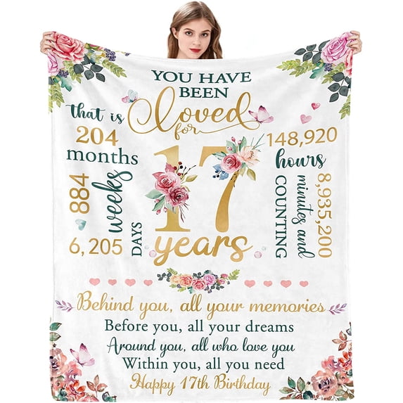 Sweet 17th Birthday Gifts for Girls 17th Gifts for her Sweet 17th Birthday Gifts Ideas for Girls 17th Birthday Decorations Happy 17th Birthday Gifts for Daughter Sister Birthday Blanket 50x60 Inches