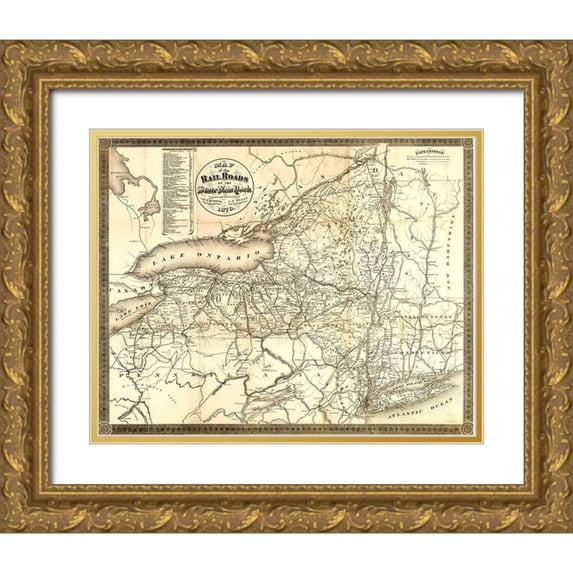Sweet 24x20 Gold Ornate Wood Framed with Double Matting Museum Art Print Titled - New York Railroads - Richmond 1870