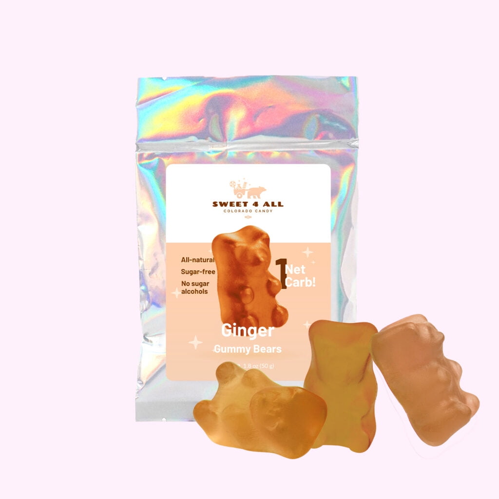 Sweet 4 All GINGER Gummy Bears Candy & Snacks KETO, Sugar Free, All