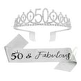 thumbnail image 1 of Sweet 50 Birthday and Sash for Girls, Sweet 50th Sashes and Set, Birthday Party Decorations for Women Accessories Gifts for Girl Pearl brooch birthday shoulder strap 3-piece set, 1 of 3