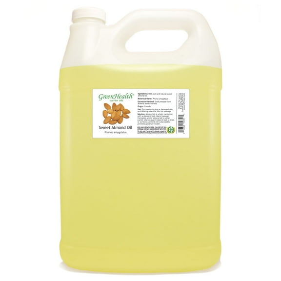 Sweet Almond Oil 1 Gallon Plastic Jug w/Cap 100% Pure Carrier Oil - GreenHealth