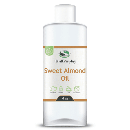 Sweet Almond Oil 4 oz. - Organic Pure Natural Virgin Cold Pressed Oil By HalalEveryday