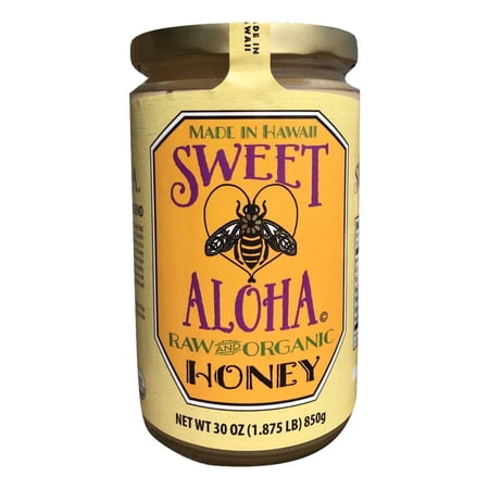 Sweet Aloha Raw and Organic Multi-Floral Honey Product of Hawaii 30 oz jar