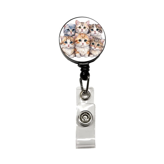 Sweet American Curl Cats Retractable Reel ID Badge Key Card Name Tag Holder with Clip