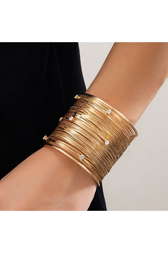 Sweet And Cool Punk Style Wide Drawing Line Bracelet