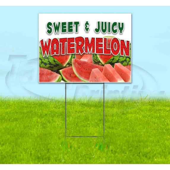 Sweet And Juicy Watermelon (18" x 24") Yard Sign, Includes Metal Step Stake
