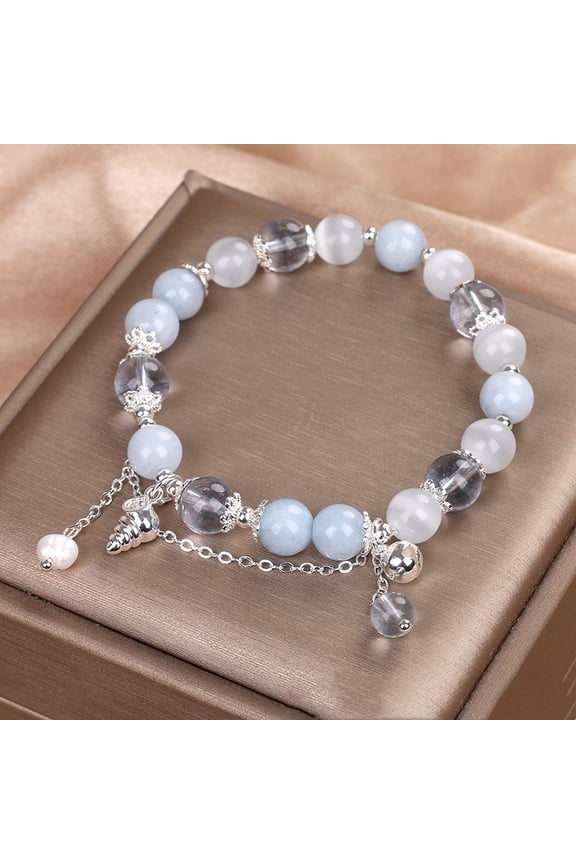 Sweet Aquamarine Beaded Bracelet For Women