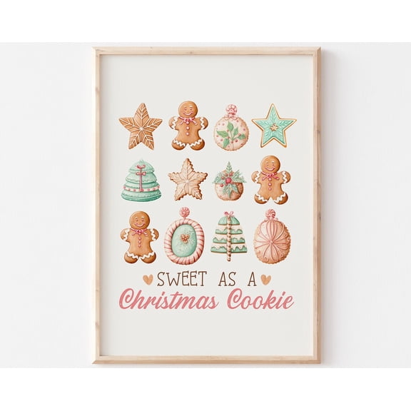 Sweet As A Cookie Print, Pastel Print, Art, Cozy Winter Decor, Gingerbread Cookie, Sweet Wall Art, Modern Wall Decor, 16x24 UNFRAMED