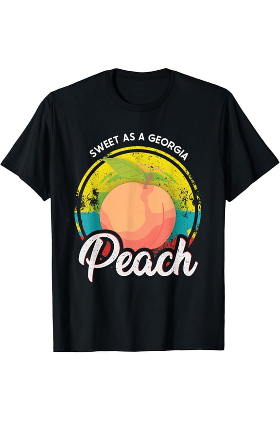 Sweet As A Georgia Peach Funny GA Peach State T-ShirtMen's and women's gift, black and white T-shirt, size: Extra large S-4XL