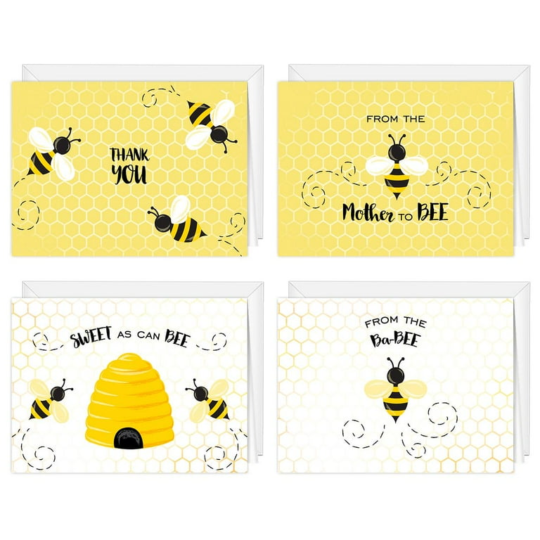 Sweet As Can Bee Thank You Greeting Cards / 24 Baby Shower Note Cards With White Envelopes / 4 Adorable Honeybee Thanks Designs / Made In The USA - Walmart.com for Free Printable Bumble Bee Thank You Cards