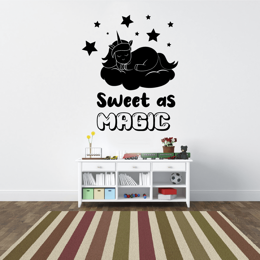 Sweet As Magic Quote Unicorn Magical Unicorns Wall Sticker Art Decal for Girls Boys Kids Room