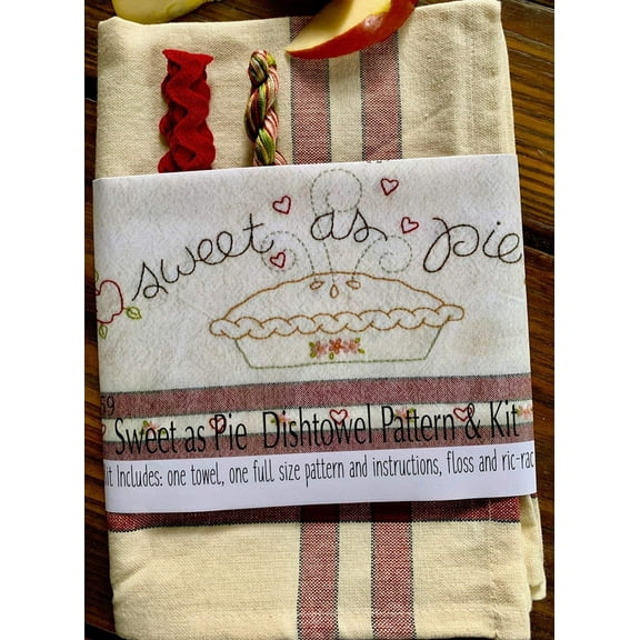 Sweet As Pie Dishtowel Hand Embroidery Kit by Barri Sue Gaudet from Bareroots