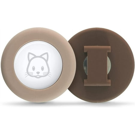 Sweet Baby Co. Airtag Cat Collar or Extra Small Dog Collar Holder 2 Pack, Fits Half Inch Collars for Small Pet, Compatible with Apple Air Tag, Waterproof GPS Tracker Case Kitten Cats Dogs (Tan/Brown)