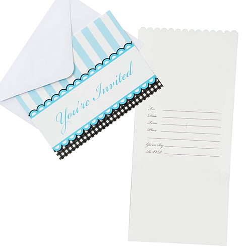 Sweet Baby Feet Blue Gatefold Invitations 8 Per Pack