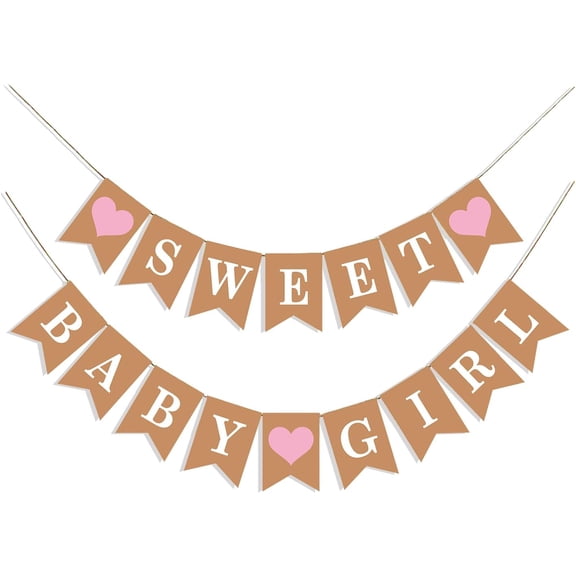 Sweet Baby Girl Banner Rustic Baby Girl Shower Decor - Pink Baby Shower Banner