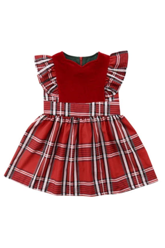 Sweet Baby Girl Plaid Checkered Sleeveless Christmas Dress (90/1-2 Years)