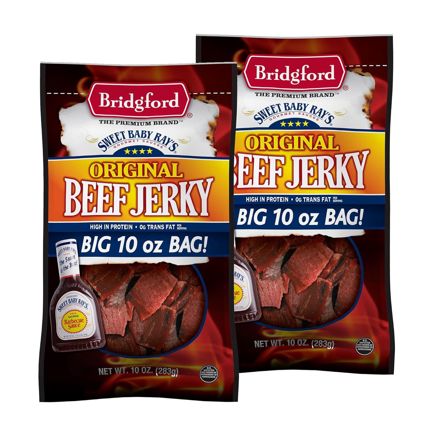 Sweet Baby Ray’s Jerky Original 10 oz Pack of 2 Healthy Jerky for