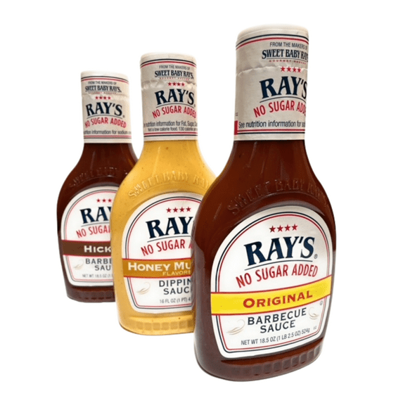 Sweet Baby Ray's No Sugar Added Trio Bundle, 1-Original 18.5oz, 1-Honey Mustard Dipping Sauce 16oz & 1-Sweet&Smoky 18.5oz