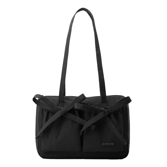 Sweet Ballet Style Shoulder Bag Handbag Pleated Bow Lazy Style Women Satchel Multiple pockets Large Capacity.