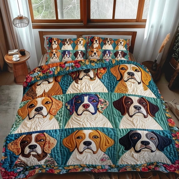 Sweet Beagle 3-Piece Quilted Bedding Set BTO238 - Walmart.com