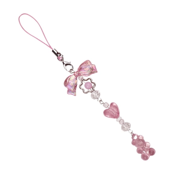 Sweet Bear Bowknot Bead Phone Charm Straps Car Key Hangings Pendants Fashion Bag Decoration Lanyard Purse Accessories