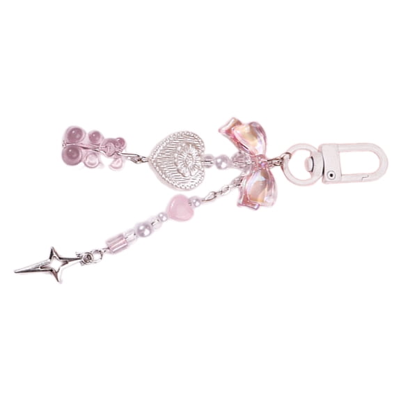 Sweet Bear Bowknot Bead Phone Charm Straps Car Key Hangings Pendants Fashion Bag Decoration Lanyard Purse Accessories