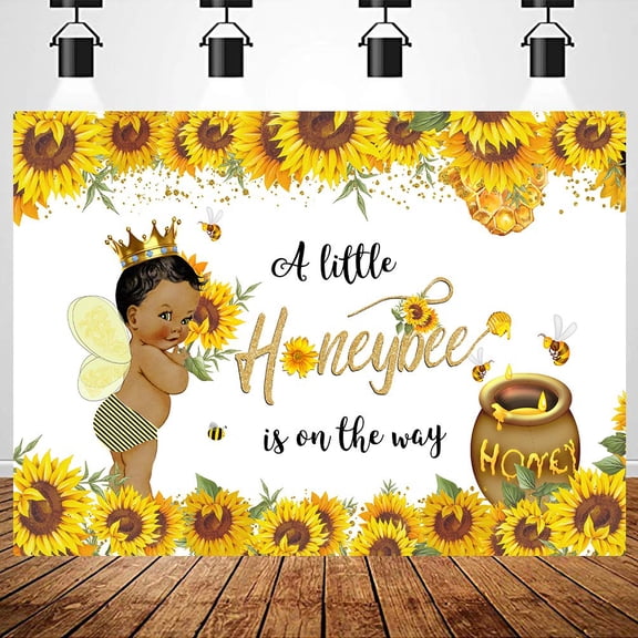 Sweet Bee Baby Shower Backdrop A Little Prince Honeybee Sunflower Photography Background for Boy Sunflower Gender Reveal Party Decorations Banner Photo Studio Props