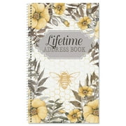 Sweet Bee Lifetime Address Book - 94 Page, Softcover Spiral-Bound Address Keeper, 50 Blank Stickers