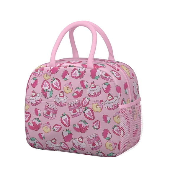 Sweet Berries Insulated Lunch Box - Kawaii Fruity Design, Lightweight & Portable, Spacious Interior, Ideal for Women, Men, Summer Activities, Daily Use