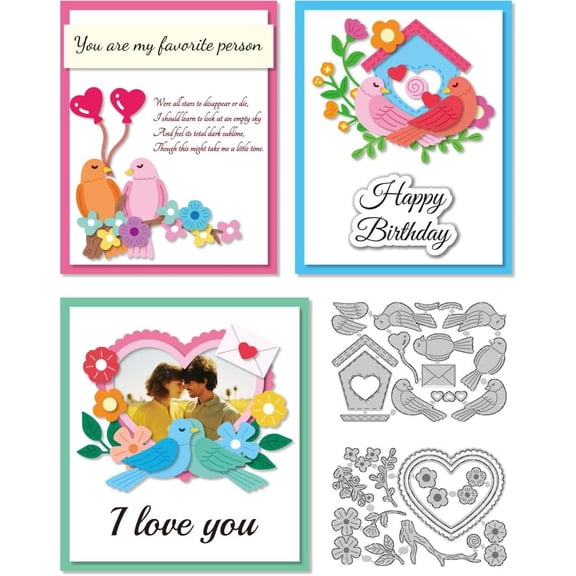 Sweet Bird Dies Cuts Carbon Steel Photo Album Cutting Dies Greetings Card Making Cutting Dies Stencils Template for Embossing Scrapbooking Craft Christmas Card Gift Decor for DIY