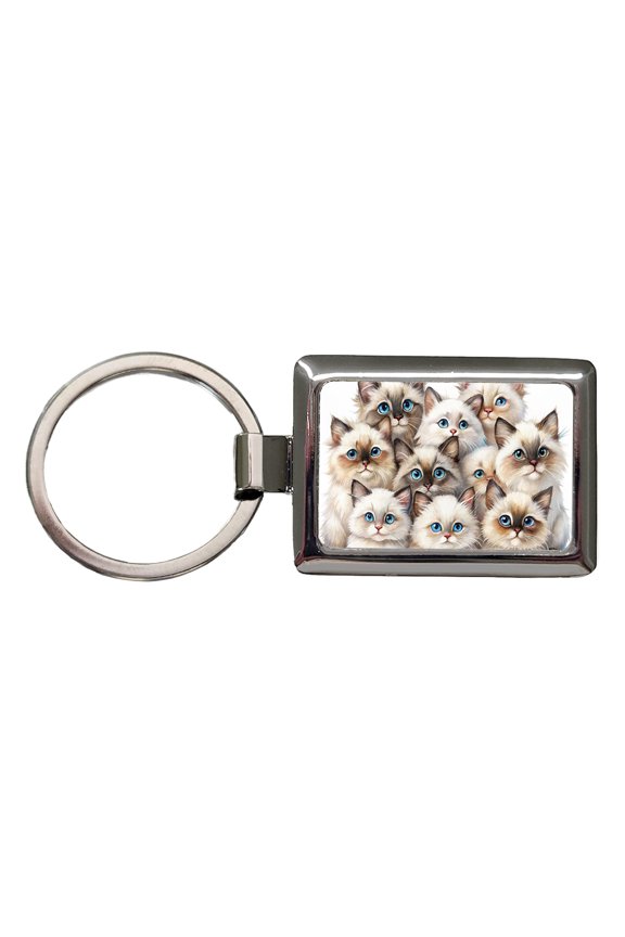 Sweet Birman Cats Metal Rectangle Keychain