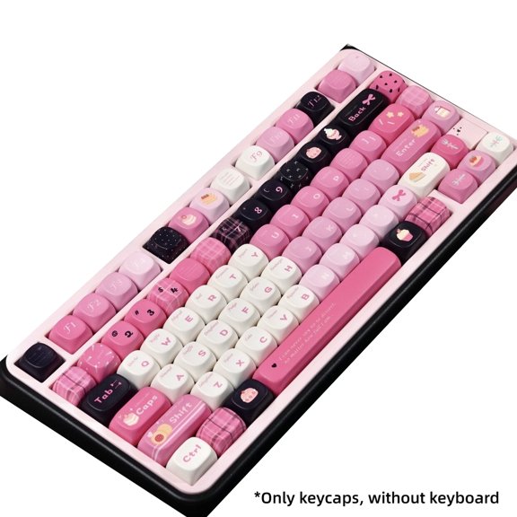 Sweet Black Pink Keycap Set, Sweet Punk Style Cherry Profile Keycaps for Custom Mechanical Keyboard, MOA Compatible Dye-Sub PBT