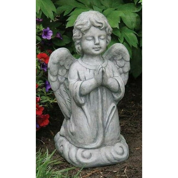 Sweet Blessings Angel Statue - 'Praying' - Beautiful Patio & Garden Cast Stone Sculpture - Perfect For Indoors Or Outdoors