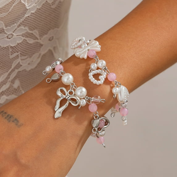 Sweet Bow Alloy Pendant Bracelet