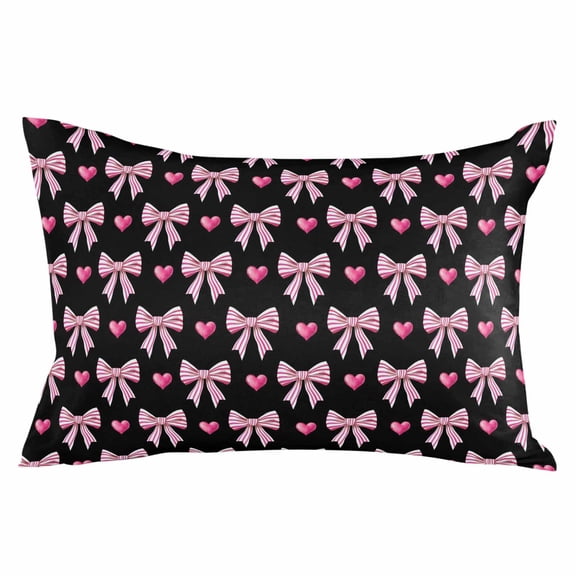 Sweet Bow Love Throw Pillow Cover 24 x 36 Inch Decorative Pillow Cover Black Retro Preppy Aesthetic Lumbar Pillowcase Seasonal Rectangle Cushion Case for Couch Sofa Bed Living Room