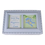 Sweet Boy Happiness And Love Baby Shower Blue Burlwood Musical Trinket Box