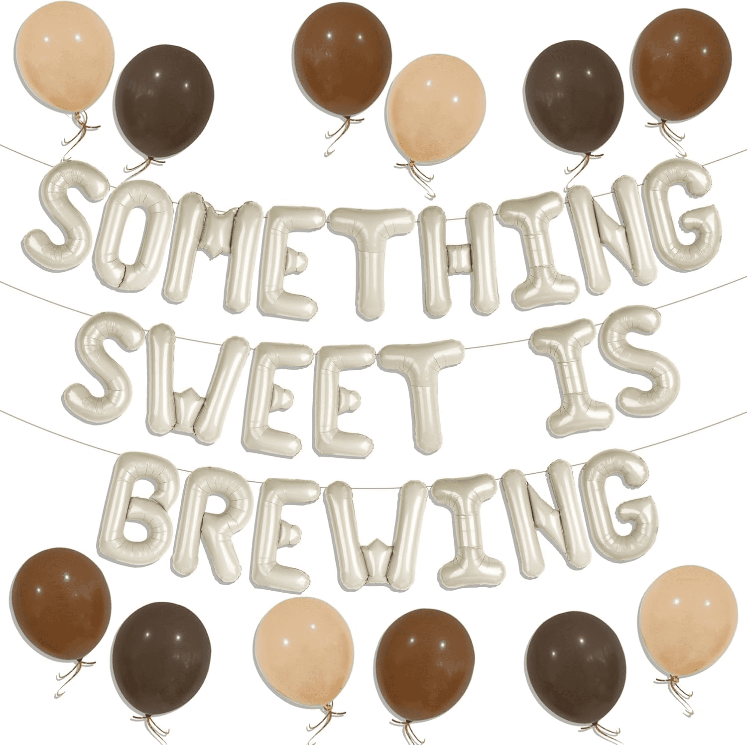 Sweet Brewing Theme Balloon Set Earth Brown Cream Letter Aluminum Film ...