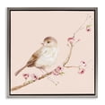 thumbnail image 1 of Sweet Brown Bird Perched Gray Framed Floater Canvas Wall Art, design by Lisa Wehmeyer, 1 of 10