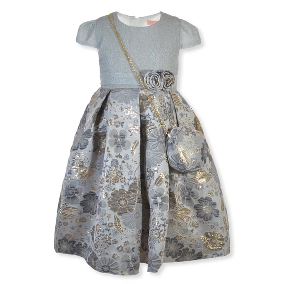 Sweet Butterfly Girls' 2-Piece Dress Pocket Book Set - silver, 10 (Big Girls)