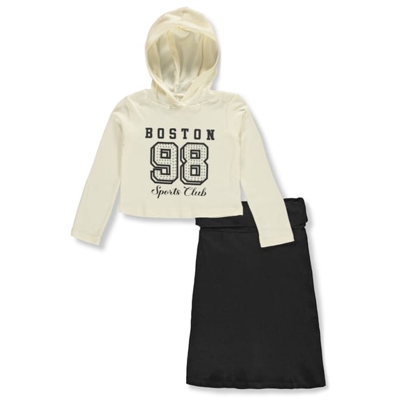 Sweet Butterfly Girls' 2-Piece Skirt Set Outfit Color: egret Size: 10 - 12