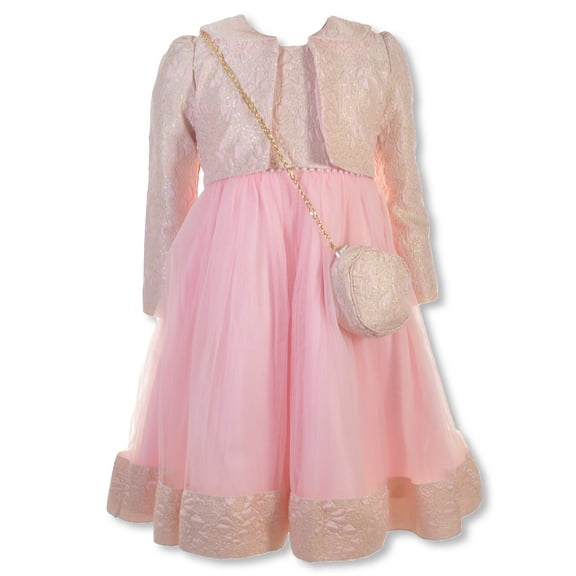 Sweet Butterfly Girls' 3-Piece Bag Shrug Dress Set Outfit Color: pink Size: 8