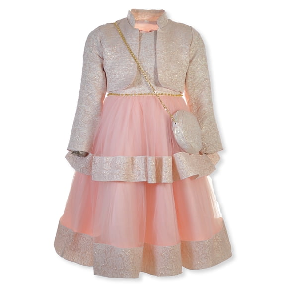 Sweet Butterfly Girls' 3-Piece Dress Pocket Book Set - blush, 6 - 7 (Little Girls)