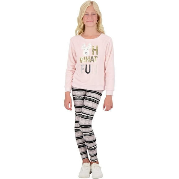 Sweet Butterfly Girls Faux Fur Sweatshirt and Legging Set Size 5-12