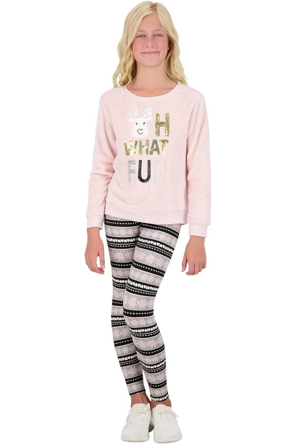 Girls Faux Fur Sweatshirt and Legging Set Size 5-12