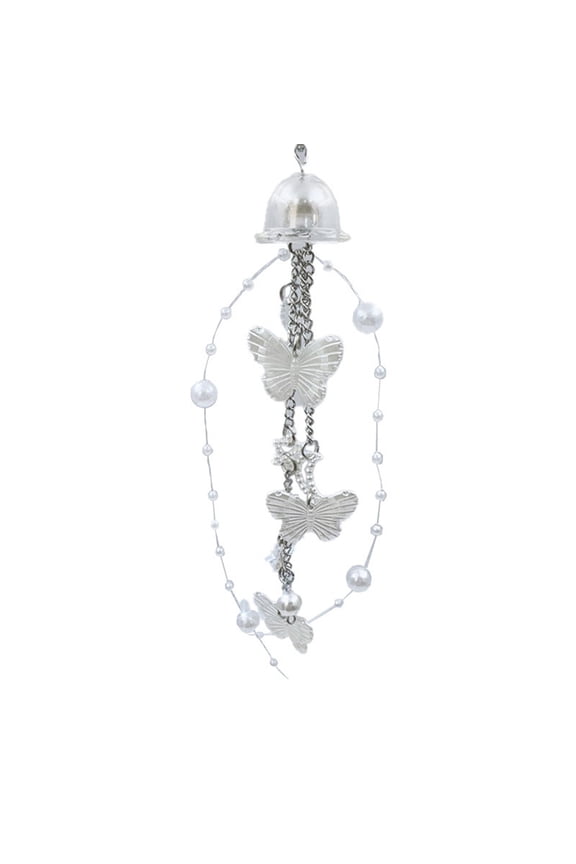 Sweet Butterfly Pendant Keychain Wind Keyring Unique Pearl Fringe Keychain Phone Strap Lanyard Ornament