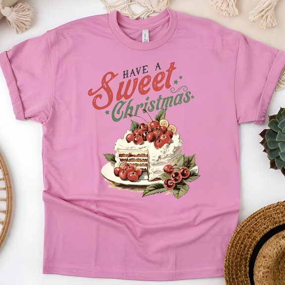 Sweet Cake Graphic T-Shirt | Dessert Foodie Tee for Men Women Kids, Azalea, Size 2XL