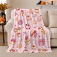thumbnail image 1 of Sweet Cakes Boxes Pattern Cheerful Whimsical Art, Cozy Friendship Quote Scene, Warm Flannel Blanket for Living Room and Reading Nook, Art Lovers Appreciation Gift, Artistic Home Decor, 1 of 9