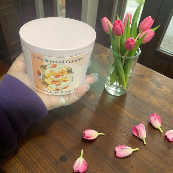 A.B's Scented Candles 16 oz Strawberry Dessert Candle,