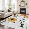thumbnail image 1 of Sweet as Can Bee Area Rugs 5x7 ft Honeycomb Vintage White Wood Grain Washable Rug Non Slip Indoor Carpet Absorbent Floor Mat for Living Room Bedroom Dining Room, 1 of 9
