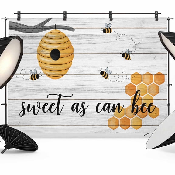 Sweet as Can Bee Backdrop for Photography, Honeycomb Vintage White Wood Grain Photo Backdrop Portrait Background Party Banner Photo Backgrounds for Studio Booth Props, 7x5ft